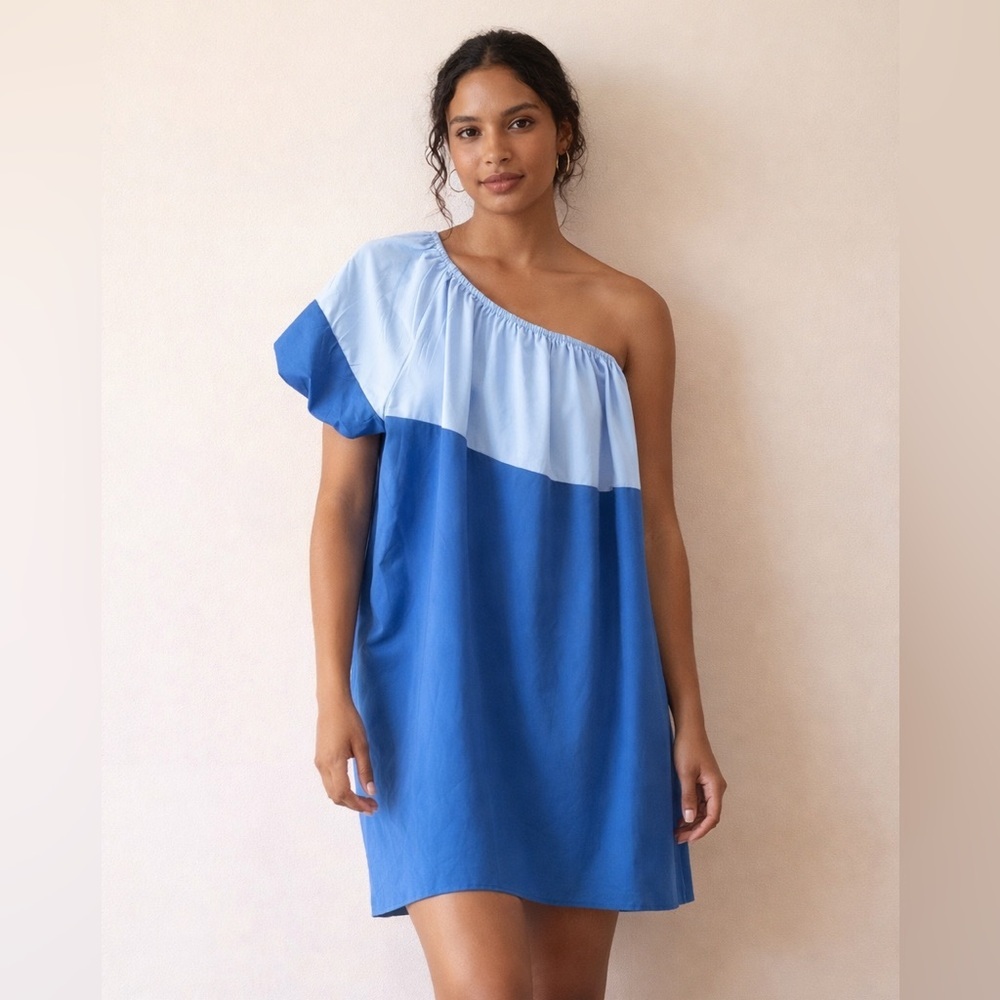 Amazon Blue Color Block One Should Dress Size Small